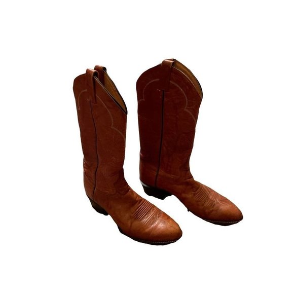 Tony Lama Other - Tony Lama Mens Cowboy Western Boots Brown Pull On Almond Toe Vintage 8 D